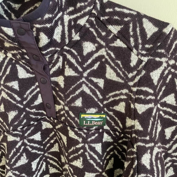 L.L. Bean Retro Geo Print Sweater Fleece Pullover - Dark Purple - Size Medium - Picture 4 of 12
